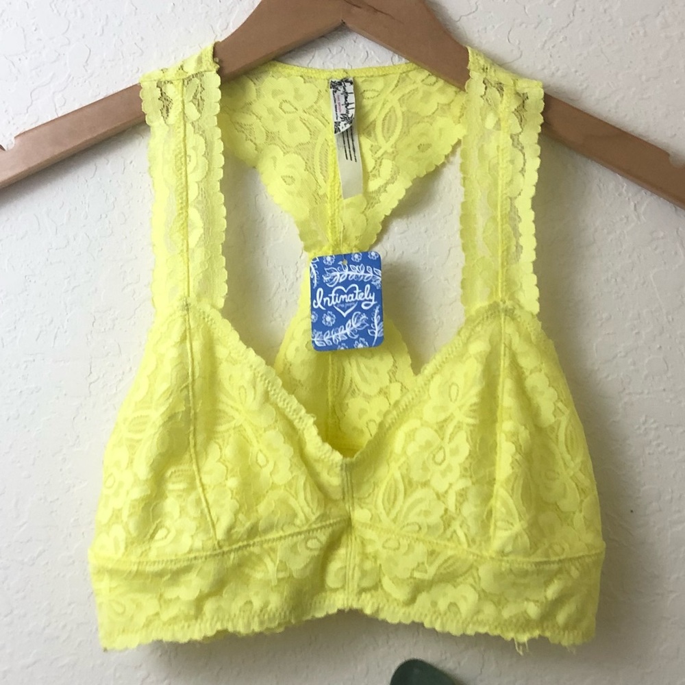 Free People Racerback Lace Bralette in Sun Yellow - Picture 4 of 7